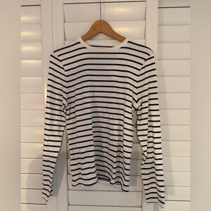 J. Crew Classic Navy and White Striped Top